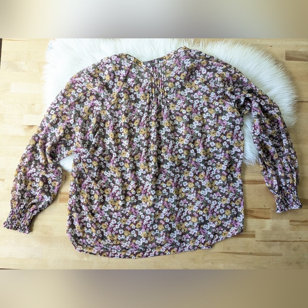 {Torrid} Crinkle Chiffon Smocked Blouson Sleeve Blouse - Picture 11 of 12